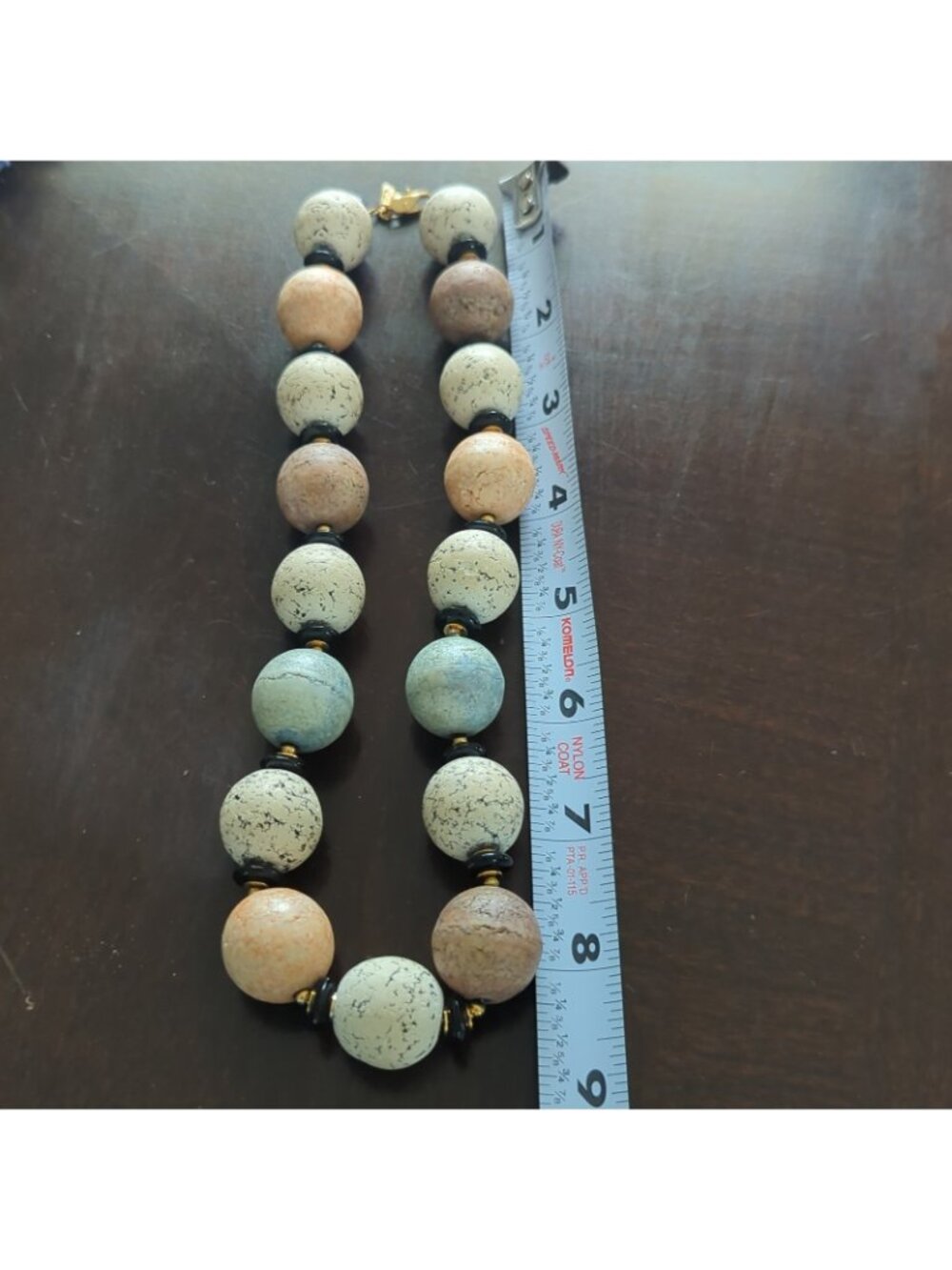 Monet Vtg Stone Bead Necklace Speckled Pastel Earth Tones Estate - Lp - Picture 6 of 10